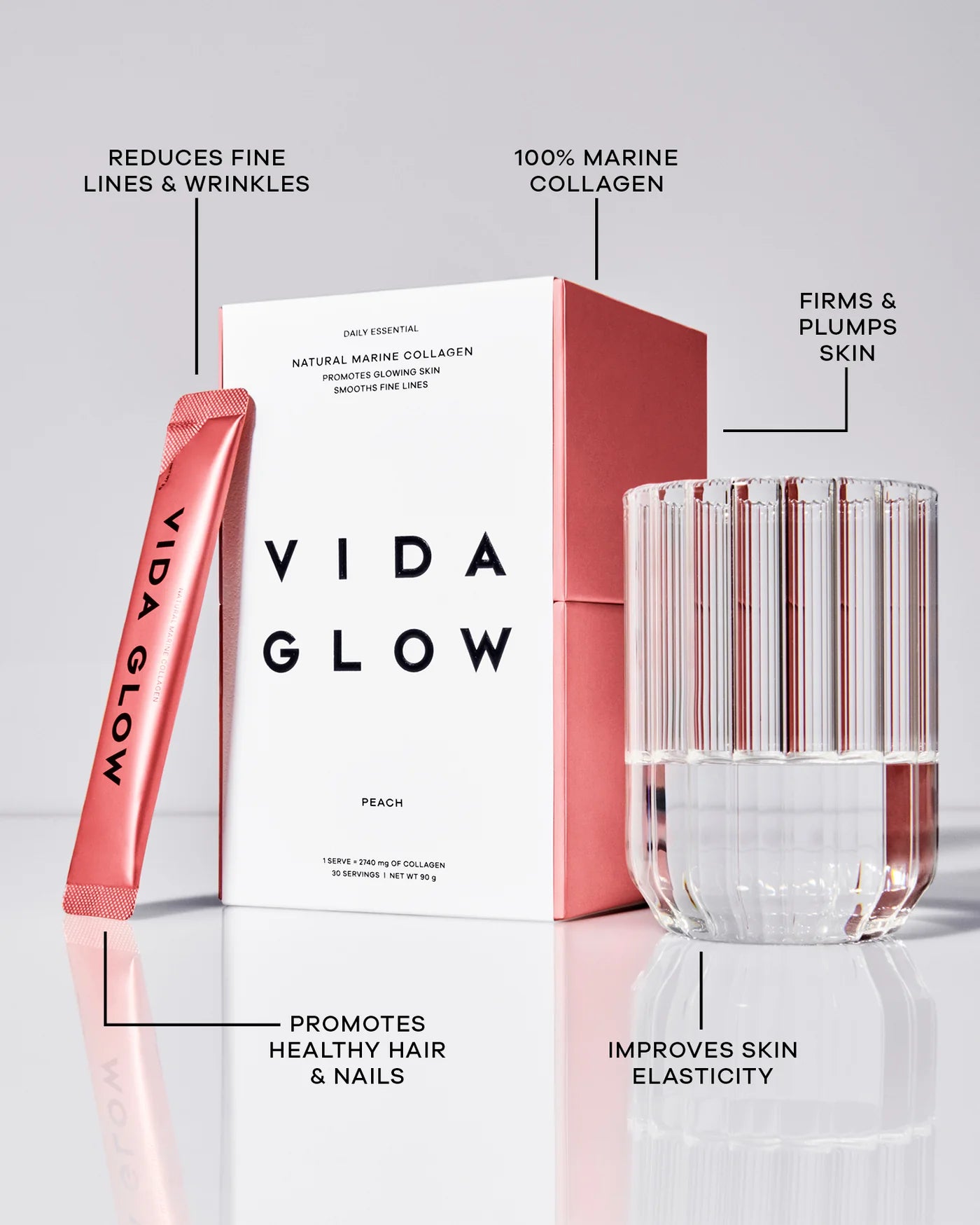 Vida Glow Natural Marine Collagen - Peach